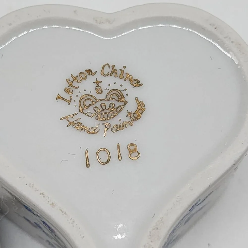 Lefton Trinket Box Heart Shaped I Love You Hand Painted Ceramic 2